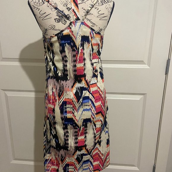 fun strapy flowy summer dress with neutral and bright colours - Picture 4 of 4